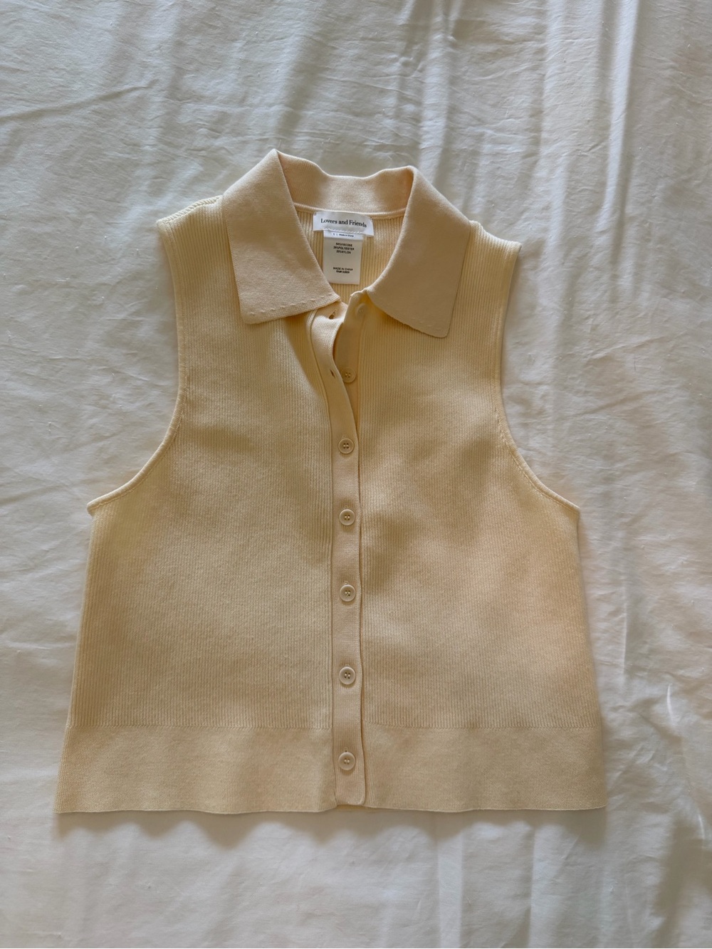 Lovers + Friends Sleeveless Collared Button-Front Top - Butter Yellow